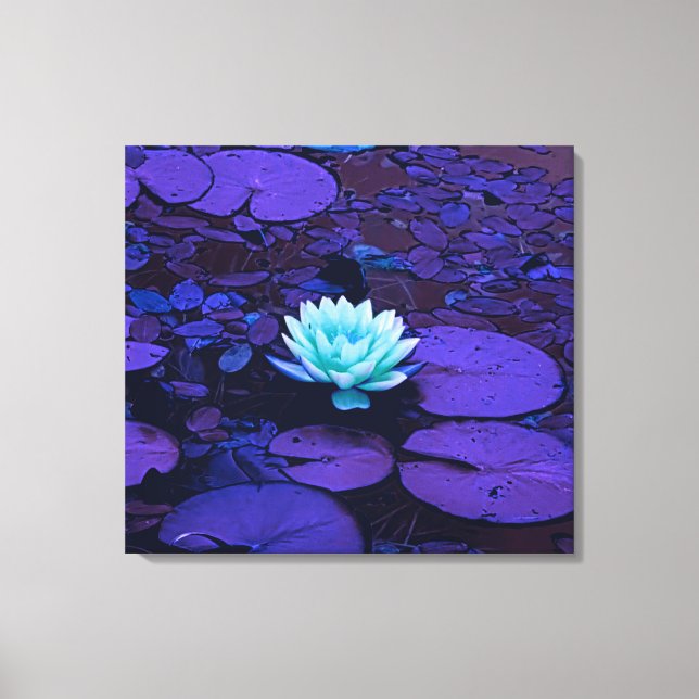 Lotus Blume Turquoise Lila Pond Zen Leinwanddruck (Vorderseite)