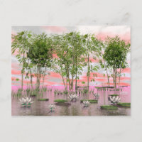 Lotus-Blume und Bambus - 3D-Darstellung