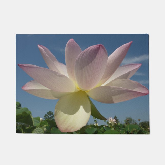 Lotus Blume und Blue Sky II Fußmatte (Vorderseite)