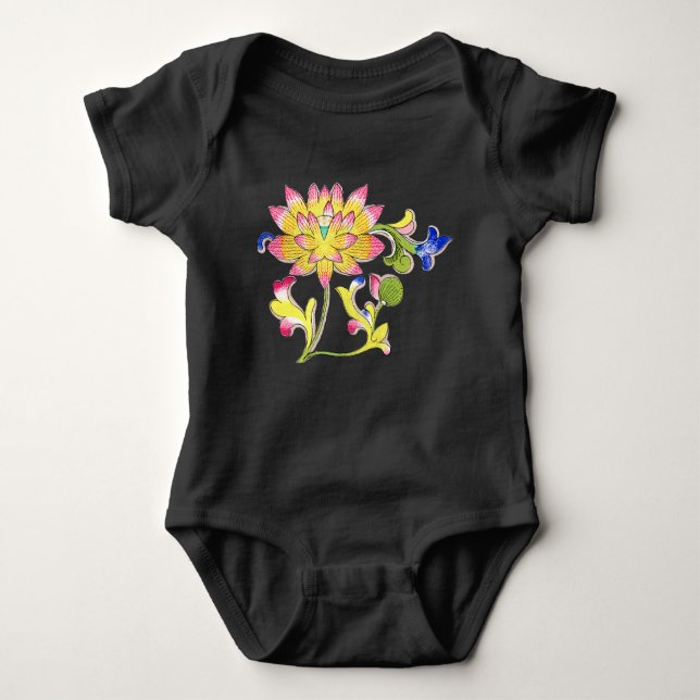 Lotus Blume und Wein Baby Strampler (Vorderseite)