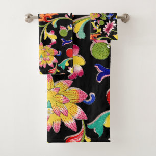 Lotus Blume und Wein Badhandtuch Set