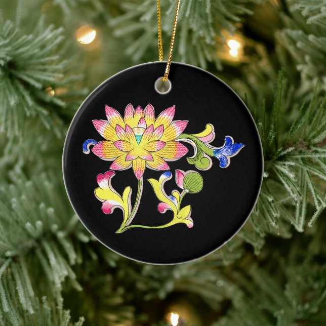 Lotus Blume und Wein Keramik Ornament (Baum)