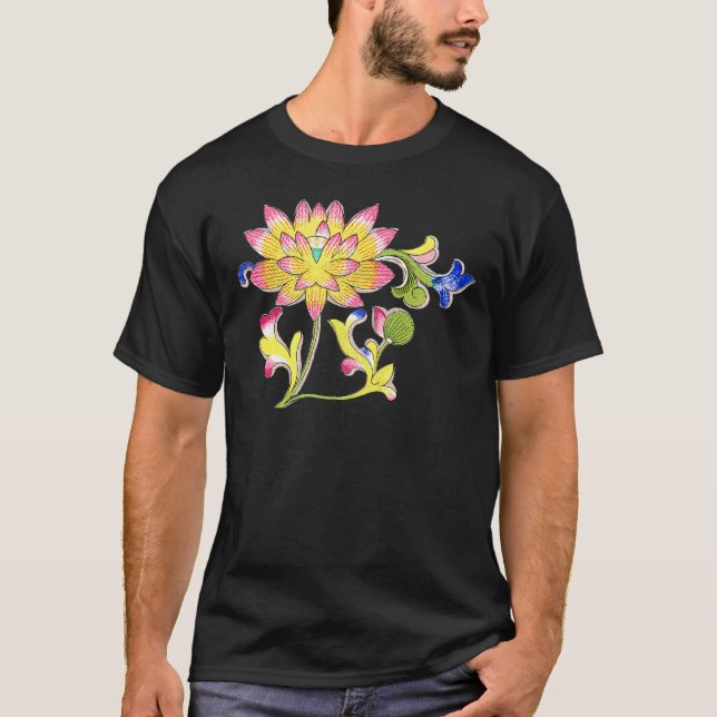 Lotus Blume und Wein T-Shirt (Vorderseite)