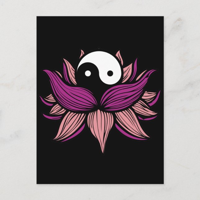Lotus Blume und Yin Yang Postkarte (Vorderseite)