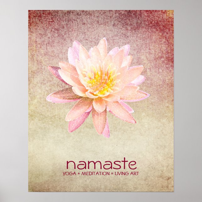 Lotus Blume Wasserfarbe Namaste Yoga Medizin Po Poster (Vorne)