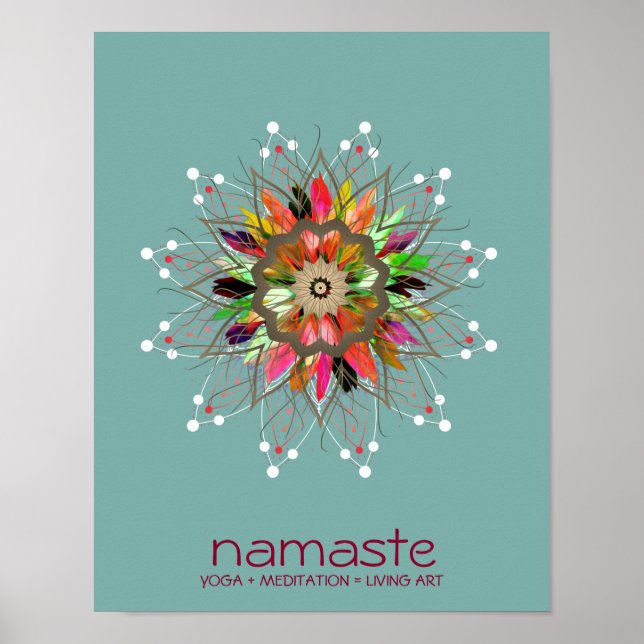 Lotus Blume Wasserfarbe Namaste Yoga Medizin Po Poster (Vorne)