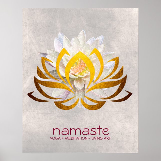 Lotus Blume Wasserfarbe Namaste Yoga Poster (Vorne)