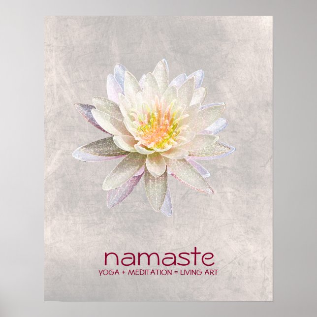 Lotus Blume Wasserfarbe Namaste Yoga Poster (Vorne)