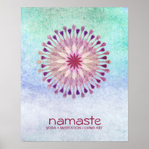 Lotus Blume Wasserfarbe Namaste Yoga Poster