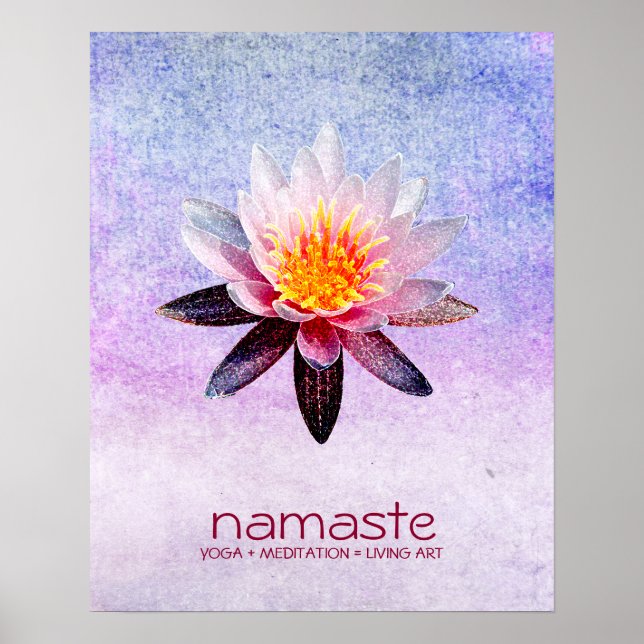 Lotus Blume Wasserfarbe Namaste Yoga Poster (Vorne)