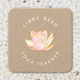 Lotus-Blume Wasserfarbe Yoga Lehrer Quadratische Visitenkarte