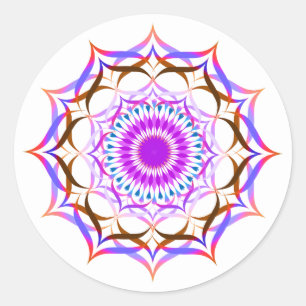 Lotus Blume Watercolor Mandala Heilung Yoga Runder Aufkleber