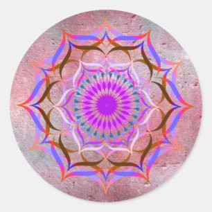 Lotus Blume Watercolor Mandala Heilung Yoga Runder Aufkleber