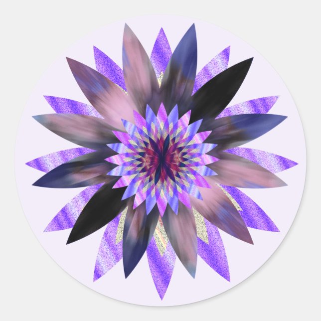 Lotus Blume Watercolor Mandala Heilung Yoga Runder Aufkleber (Vorderseite)