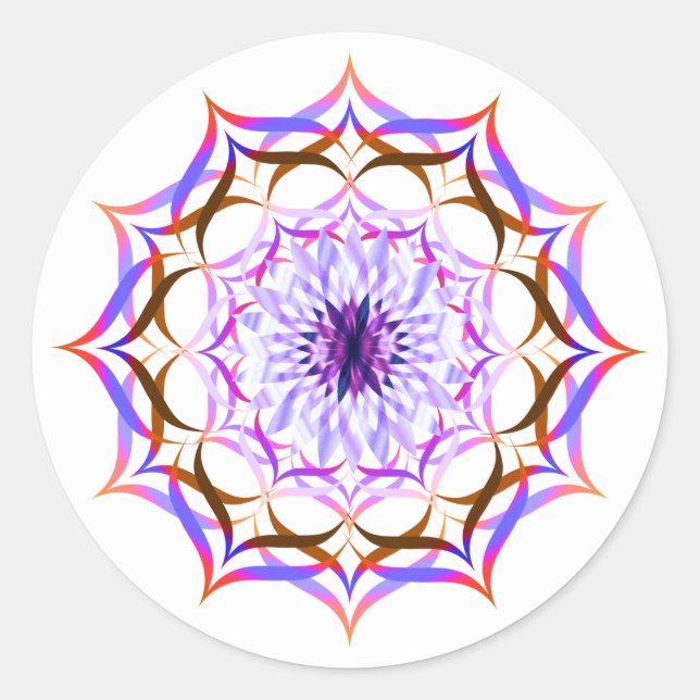 Lotus Blume Watercolor Mandala Heilung Yoga Runder Aufkleber (Vorderseite)