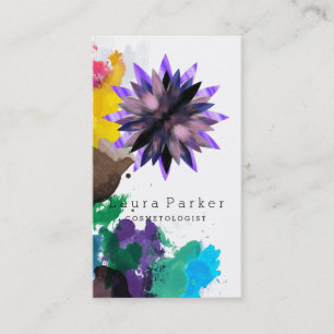 Lotus Blume Watercolor Spritzer Yoga Holistic Well Visitenkarte