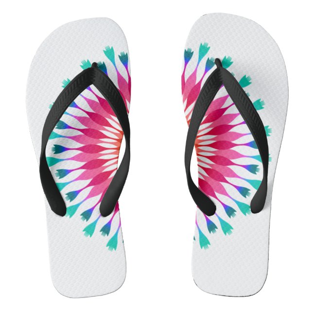 Lotus-Blume weiß/rosa Flip Flops (Fußbett)
