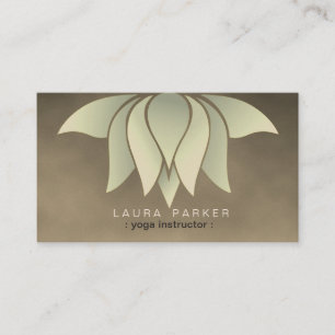 Lotus Blume Yoga Instructor Green Gold Meditation Visitenkarte