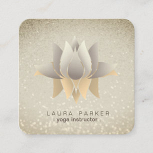 Lotus Blume Yoga Instructor Medizin Retro Quadratische Visitenkarte