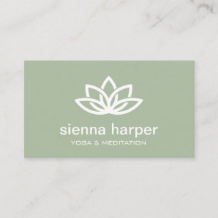 Lotus Blume Yoga Instructor Sage Green Visitenkarte