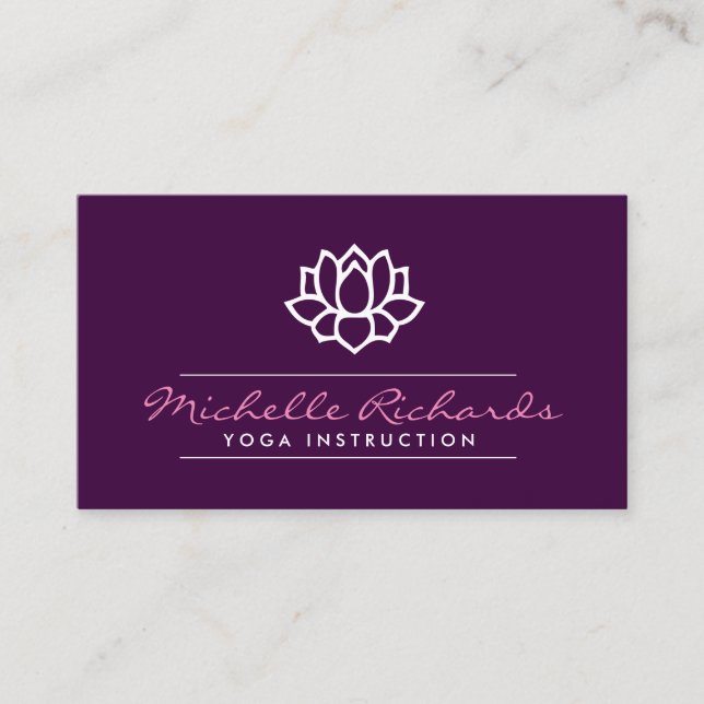 Lotus Blume Yoga Lehrer, Life Coach Lila Visitenkarte (Vorderseite)