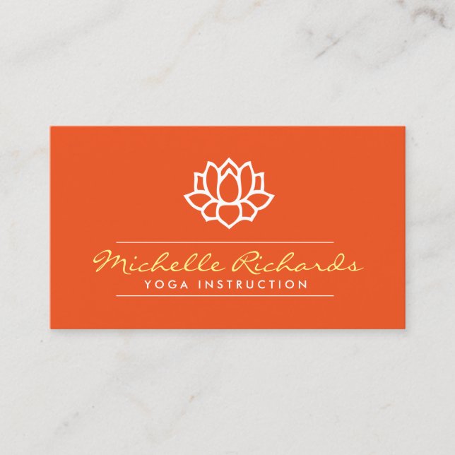 Lotus Blume Yoga Lehrer, Life Coach Orange Visitenkarte (Vorderseite)