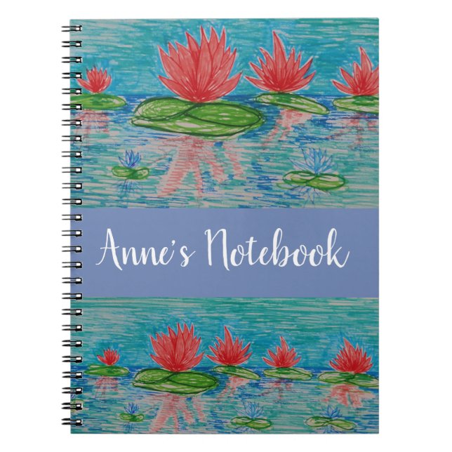 Lotus-Blume Zeichnend Notebook Notizblock (Vorderseite)