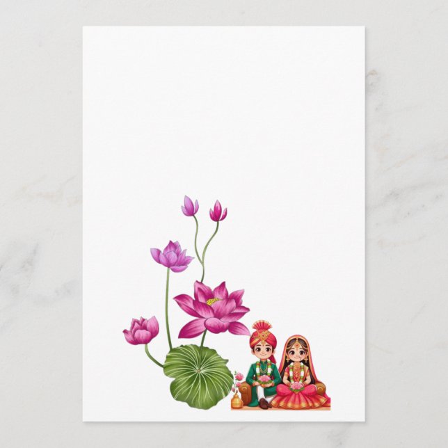 Lotus, Braut und Bräutigam Menükarte (Vorderseite)