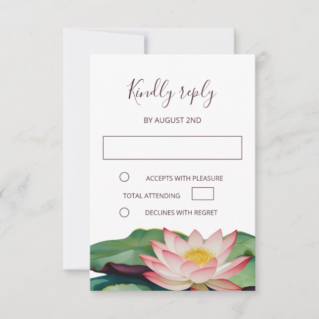 Lotus Buddhist Wedding RSVP Einladung (Vorderseite)