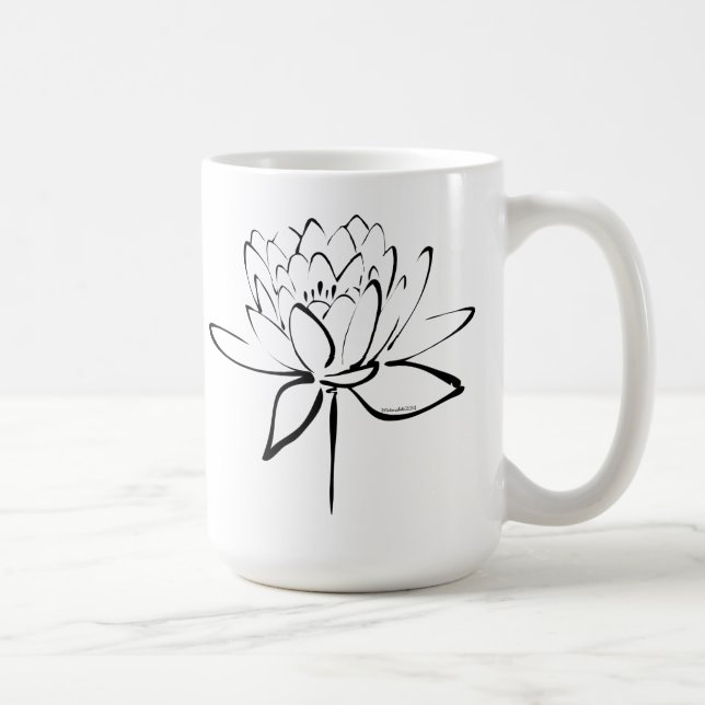 Lotus Calligraphy (Black) Kaffeetasse (Rechts)