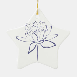 Lotus Calligraphy (blau) Keramik Ornament