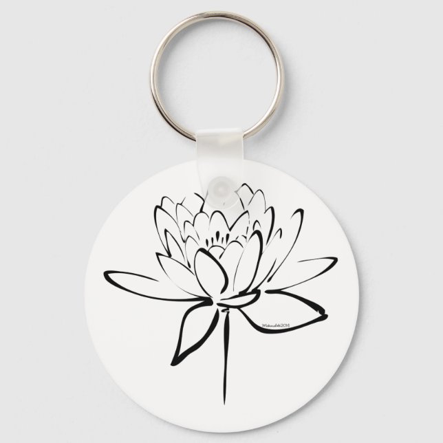 Lotus Calligraphy (schwarz) Schlüsselanhänger (Vorderseite)
