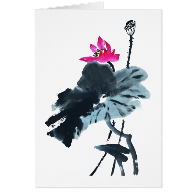 Lotus/Chinese Brush Malerei Art/Blank Card (Vorne)