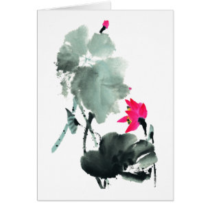 Lotus/Chinesen bürsten Malerei-Kunst/leere Karte
