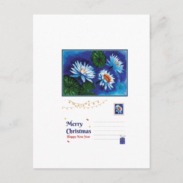 Lotus Christmas Postcard – Peaceful Holiday Greeti Postkarte (Vorderseite)