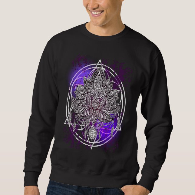 Lotus Crystals Zen Flower Of Life Hippie Sacred Ge Sweatshirt (Vorderseite)