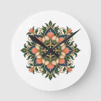 Lotus-Dharma-Rad-Mandala-Meditationsuhr Runde Wanduhr
