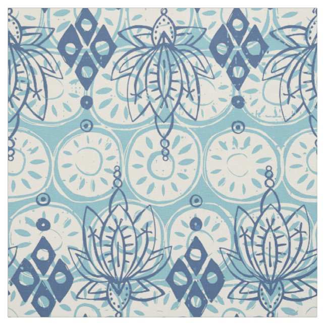 Lotus-Diamantblau Stoff (Muster)