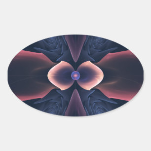 Lotus Digitale Abstrakte Kunst Ovaler Aufkleber