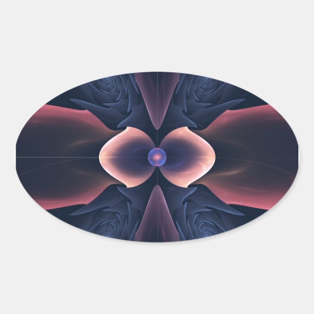 Lotus Digitale Abstrakte Kunst Ovaler Aufkleber (Vorderseite)
