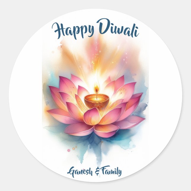 Lotus Diwali Runder Aufkleber (Vorderseite)