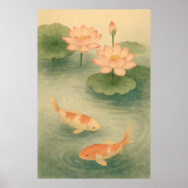 Lotus Drift: Koi in Still Waters Poster