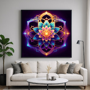 Lotus-Emblem - Lebendiges geometrisches florales A Poster