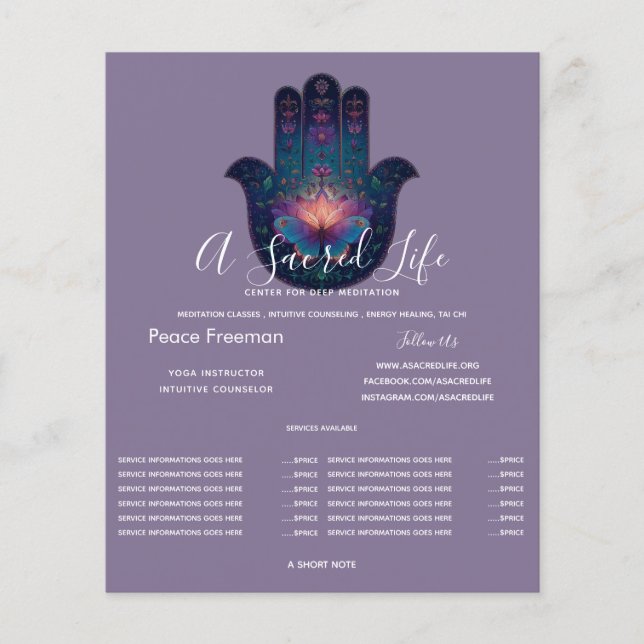 Lotus-Erwachen | Hamsa-Hand-Design Flyer (Vorne)