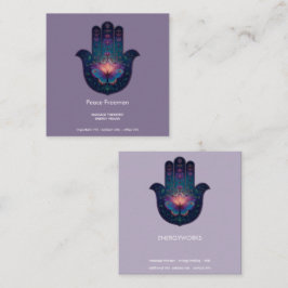 Lotus-Erwachen | Hamsa-Hand-Design Quadratische Visitenkarte