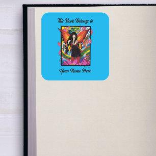 Lotus Fairy Chinese Water Dragon Buchzeichen Quadratischer Aufkleber