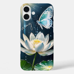Lotus Floral Butterfly Mit Monogramm Case-Mate iPhone 16 Plus Hülle