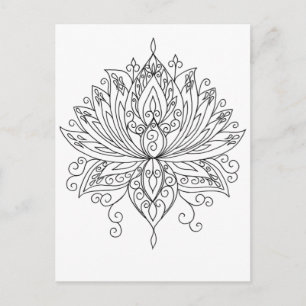 Lotus Floral Mandala Adult Coloring Postkarte