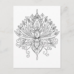 Lotus Floral Mandala Adult Coloring Postkarte