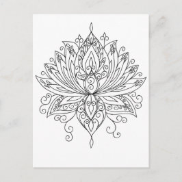 Lotus Floral Mandala Adult Coloring Postkarte
